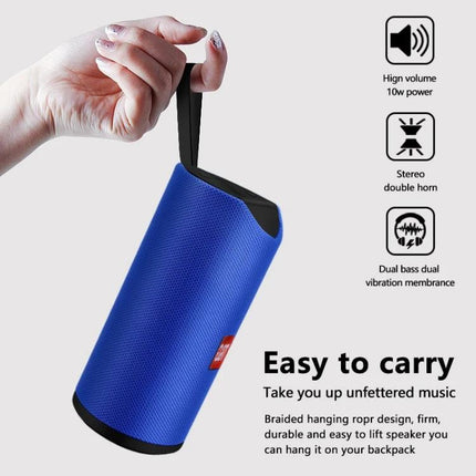 Portable Bluetooth Travel Speaker With FM Radio For Outdoor compact blue travel speaker with strap for hiking and picnics
