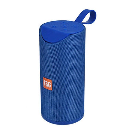 Portable Bluetooth Travel Speaker With FM Radio For Outdoor in blue with handle, Bluetooth, FM, Micro SD, USB and AUX support