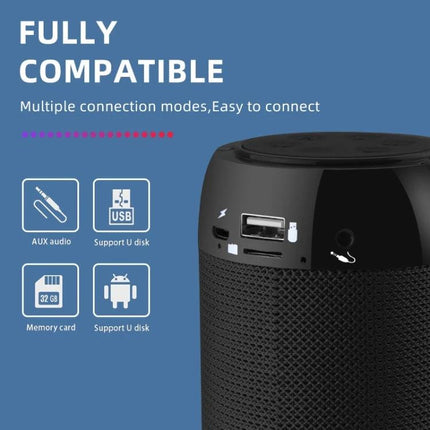 Compact Bluetooth Speaker For Travel And Desk Listening portable speaker with USB, AUX, microSD, FM radio connections, travel-ready design