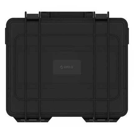 ORICO 20-Bay Protective Case for 3.5-Inch Hard Drives — top view of rugged black storage case for 20 3.5-inch hard drives, dust and moisture protection
