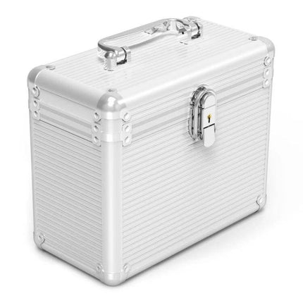 ORICO Aluminum Alloy 3.5-Inch Hard Drive Protection Box — silver aluminum alloy case with lock and EVA interior for secure transport and storage