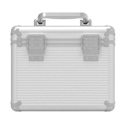ORICO Aluminum Alloy 3.5-Inch Hard Drive Protection Box in silver aluminum with handle and secure latches, EVA-buffered interior for safe storage
