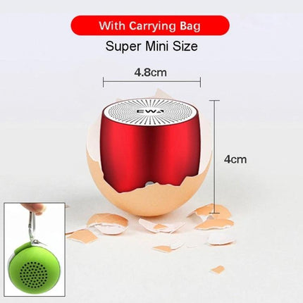 EWA Compact Bluetooth Speaker For Jogging And Travel red super-mini portable speaker with dimensions 4.8x4 cm and carrying bag