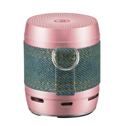 EWA Compact Portable Bluetooth Speaker For Pocket Use pink mini speaker with denim strap, IPX6 splash resistant, hands-free mic