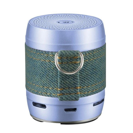 EWA Compact Portable Bluetooth Speaker For Pocket Use compact blue speaker with denim strap, IPX6 splash-resistant, pocket-sized