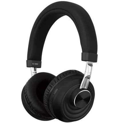 Wireless Headset For Commuting Music And Hands Free Calls black foldable VJ083 Bluetooth 5.0 with cushioned earcups and adjustable headband