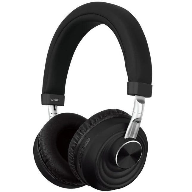 Wireless Headset For Commuting Music And Hands Free Calls black foldable VJ083 Bluetooth 5.0 with cushioned earcups and adjustable headband