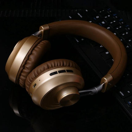 Wireless Headset For Commuting Music And Hands Free Calls gold folding Bluetooth 5.0 headset with soft cushions