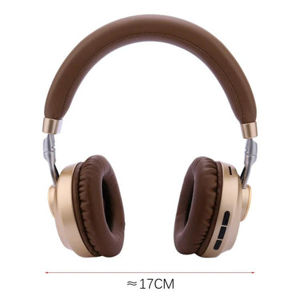 Wireless Headset For Commuting Music And Hands Free Calls brown folding Bluetooth 5.0 headset with cushioned ear cups