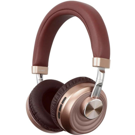 Wireless Headset For Commuting Music And Hands Free Calls brown folding Bluetooth 5.0 headset with cushioned ear pads