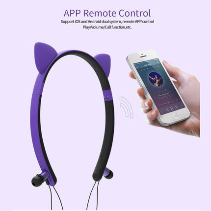 Cat Ear Bluetooth Headset With LED Lights For Commuting And Casual Use purple wireless cat ear headset with app control