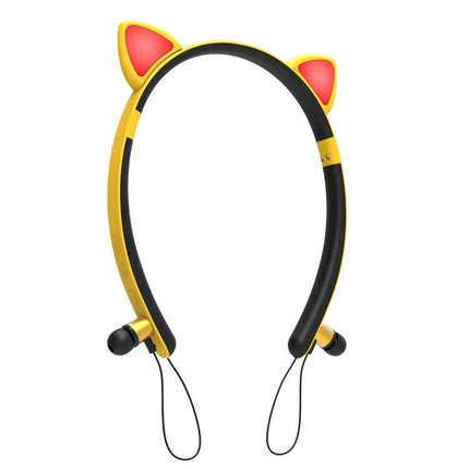 Cat Ear Bluetooth Headset With LED Lights For Commuting And Casual Use yellow cat ear wireless Bluetooth headset with LED ears