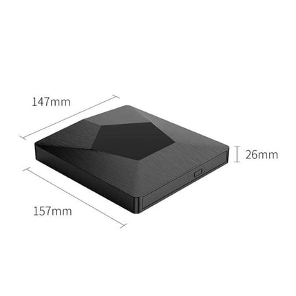 ORICO USB 3.0 External CD Drive for Disc Reading and Playback slim black external optical drive with diamond-textured top, 147×157×26mm dimensions