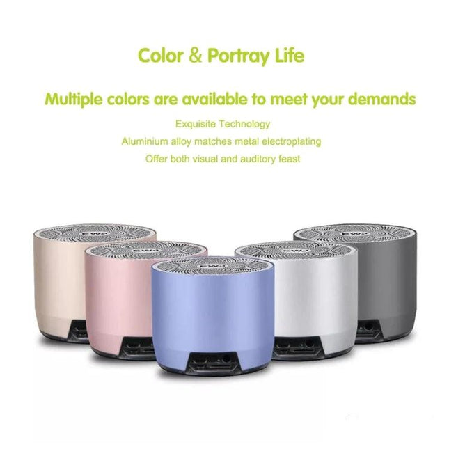 EWA Mini Bluetooth Speaker For Travel, Workouts, Home showing five compact water-resistant speakers in multiple colors