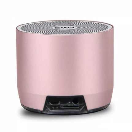 EWA Mini Bluetooth Speaker For Travel, Workouts, Home compact pink metal mesh Bluetooth speaker with mic and water resistant housing