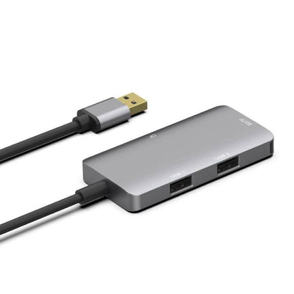 Onten USB Hub with Built-in SD, CF, and TF Card Reader compact silver hub showing USB cable and dual USB-A ports for card transfers