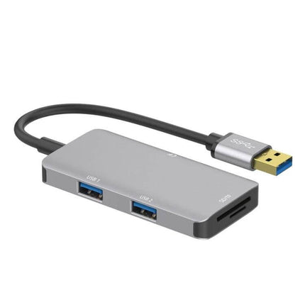 Onten USB Hub with Built-in SD, CF, and TF Card Reader – compact aluminum USB hub with SD CF TF slots and two USB-A ports for fast file transfer