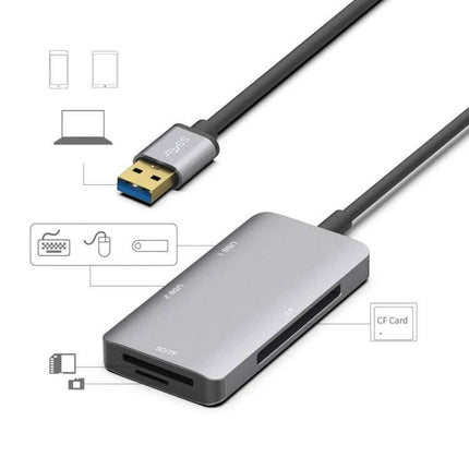 Onten USB Hub with Built-in SD, CF, and TF Card Reader compact gray USB hub with SD CF TF slots and USB connector