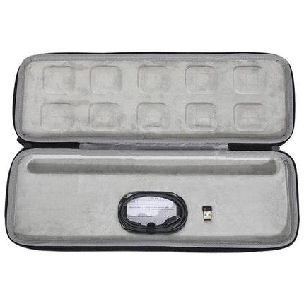 Protective Travel Bag for Logitech MX Keys Advanced Keyboard - custom-molded grey interior case with cable and USB receiver