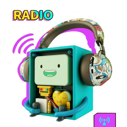 Graffiti On-Ear Wireless Headset With Printed Design shown on colorful radio character wearing printed on-ear headphones