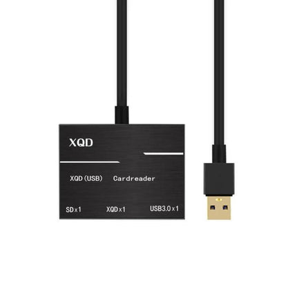 Onten USB Card Reader for XQD and SD Memory Cards - compact black USB3.0 card reader showing XQD and SD slots with attached USB cable