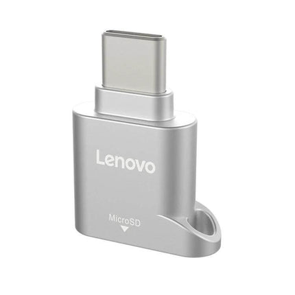Lenovo D201 Type-C TF Card Reader for Easy File Access silver USB-C microSD adapter for laptops and smartphones