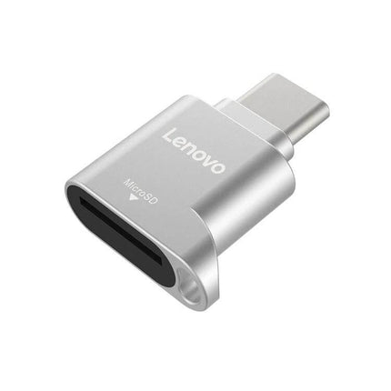 Lenovo D201 Type-C TF Card Reader for Easy File Access compact silver USB-C TF card reader for laptops and smartphones