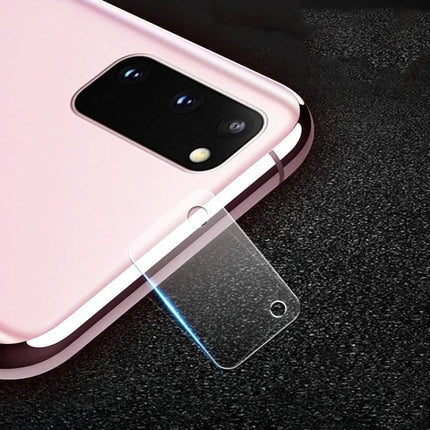 Mocolo Camera Protector For Galaxy S Series Everyday Phone Protection tempered glass camera lens shield on pink Galaxy S20 showing scratch resistance