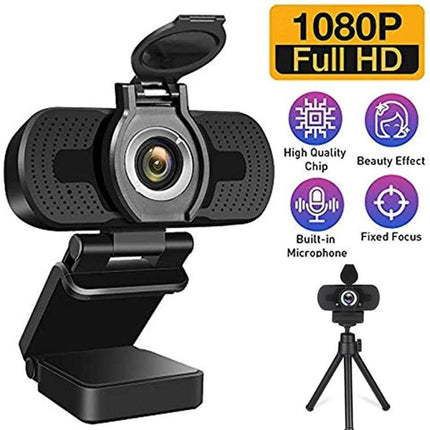 Web Camera with Built-in Microphone for Video Calls and Streaming - 1080P webcam with auto light enhancement and noise reduction mic for home office