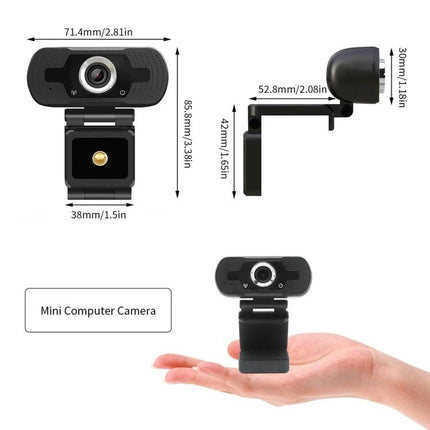 Web Camera with Built-in Microphone for Video Calls and Streaming – compact mini computer camera with adjustable clip and automatic light enhancement