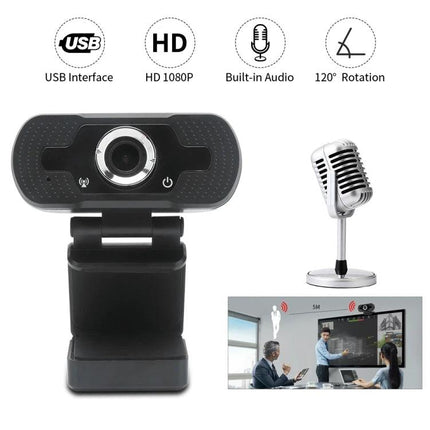 Web Camera with Built-in Microphone for Video Calls and Streaming, USB HD 1080P with noise reduction and low-light enhancement