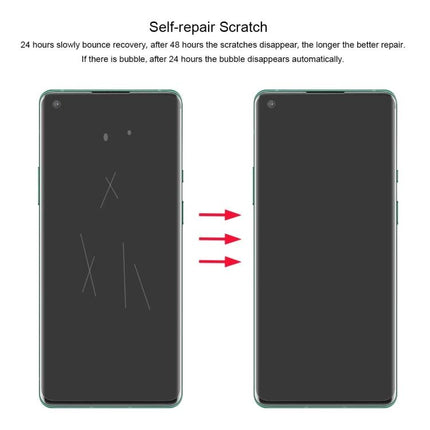 ENKAY Hat-Prince Hydrogel Screen Protector For OnePlus 8 Daily Use showing self-repair scratch before and after on slim 0.1mm protector
