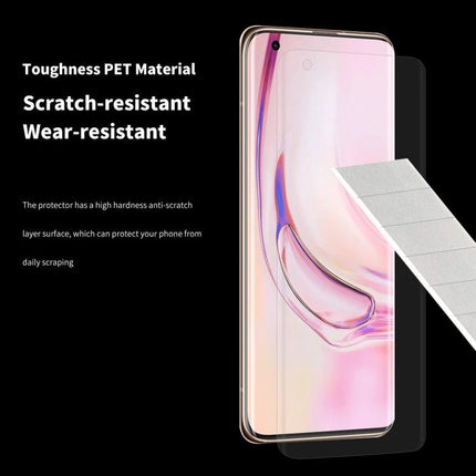 3D Curved Full Screen Protector For Xiaomi Mi 10 And Mi 10 Pro showing PET scratch-resistant coverage on curved edge-to-edge display