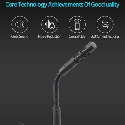Portable USB Condenser Microphone for Computer and Gaming Use - compact gooseneck mic with noise reduction, clear sound, 360° omnidirectional pickup, Windows/Mac compatible
