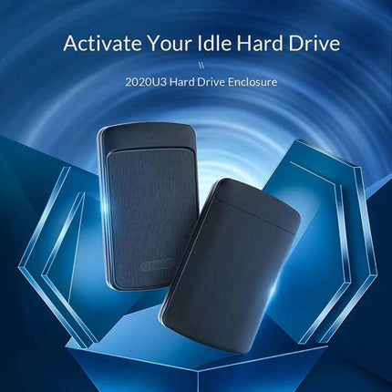 Orico 2.5-Inch Hard Drive Enclosure for Portable Storage showing two black USB 3.0 portable enclosures for 2.5-inch SATA drives