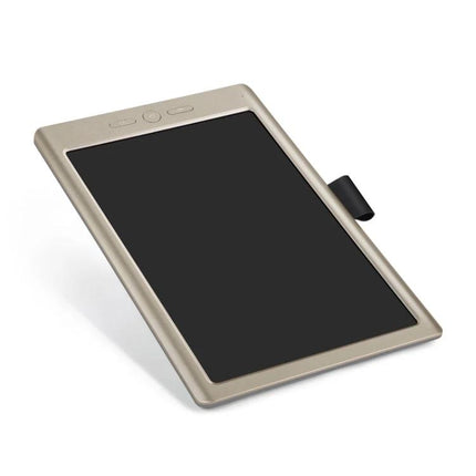 9-Inch Portable Digital Drawing Board for Mobile Note-Taking shown as slim gold tablet with stylus holder for jotting notes and sketches