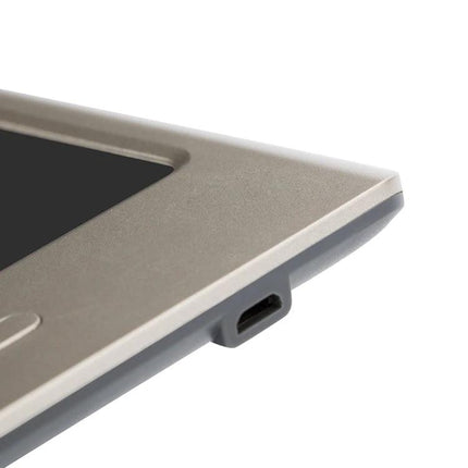 Close-up of 9-Inch Portable Digital Drawing Board for Mobile Note-Taking showing corner, screen edge and USB port