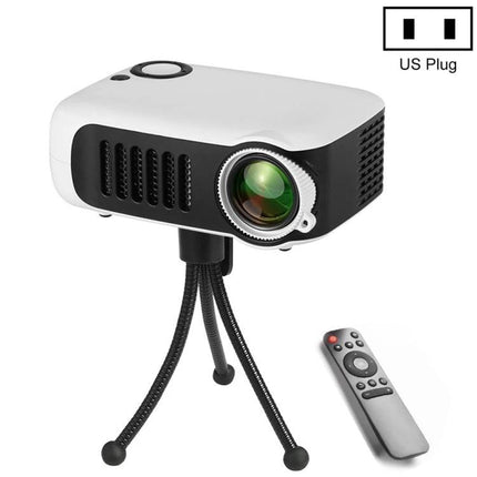 Compact Mini Projector for Everyday Home Entertainment on portable tripod showing lens and remote