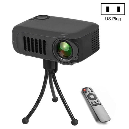 Compact Mini Projector for Everyday Home Entertainment - portable black mini projector on tripod with remote, 13.5x9.7x5cm, 325g