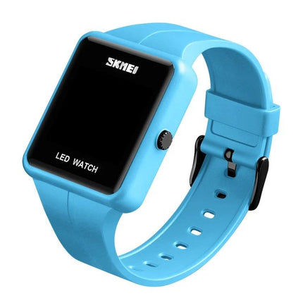 Skmei Waterproof Square LED Watch for Couples Daily Use - blue digital couple’s waterproof LED timepiece
