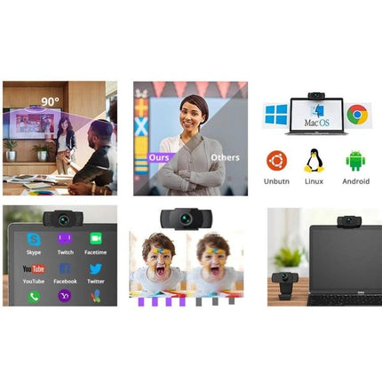 USB Webcam with Built-in Microphone for Video Calls on PCs - 1080P HD video, built-in mic, plug-and-play for Windows Mac Linux