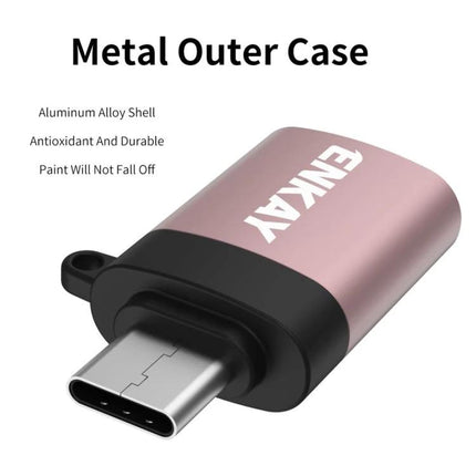 ENKAY Adapter for Everyday Device Connections On the Go compact rose gold metal USB-C adapter for phones and tablets