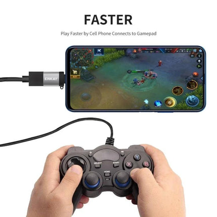 ENKAY Adapter for Everyday Device Connections On the Go connecting smartphone to gamepad for low-latency mobile gaming and quick accessory hookup