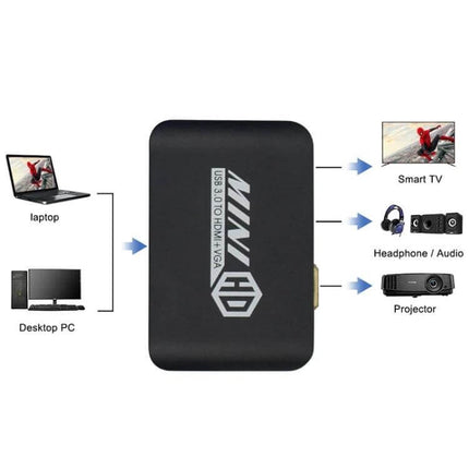 USB to HDMI and VGA Adapter for Computer External Displays connecting laptop and desktop to TV projector and audio devices