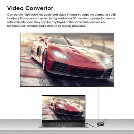 USB to HDMI and VGA Adapter for Computer External Displays connecting laptop to monitor and TV for HD video and audio