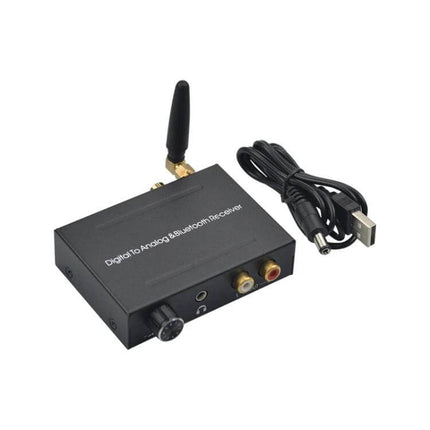 Digital Audio Converter with Bluetooth for Home Theater Use - compact DAC Bluetooth receiver with optical/coax to stereo RCA outputs and USB power