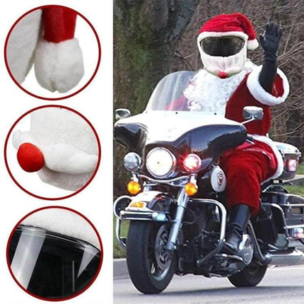 Motorcycle Helmet Santa Hat Cover For Christmas And Daily Use - cotton festive helmet cover fits all helmets, protects from scratches and dust (80g)