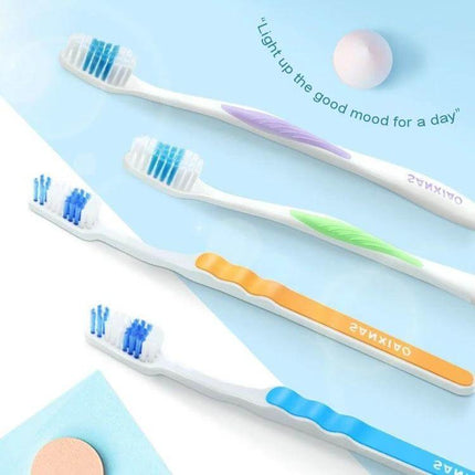Sanxiao Deep Cleansing Soft Toothbrush For Gentle Daily Brushing - three colorful soft-bristle toothbrushes with wavy bristles for deep cleaning and gum care