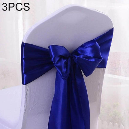 Satin Chair Bows 3-Piece Set, 14 cm x 275 cm for Weddings royal blue satin bow on white chair
