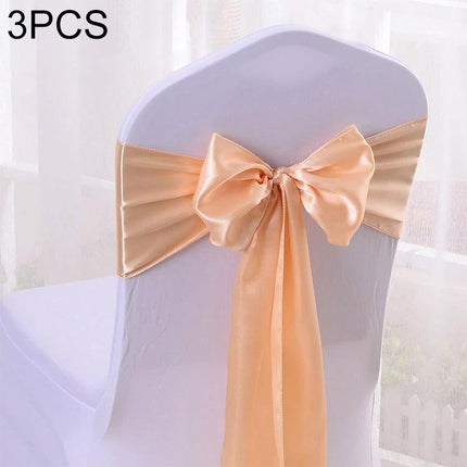 Satin Chair Bows 3-Piece Set, 14 cm x 275 cm for Weddings – peach satin tied on white chair back